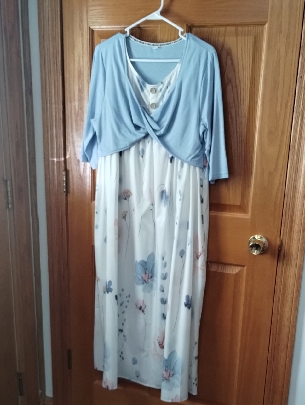 Light Blue and White Floral Maxi Dress